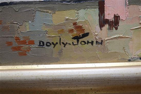 Cecil Rochfort DOyly John (1906-1993), oil on canvas, Mediterranean coastal town, signed 35 x 70cm.